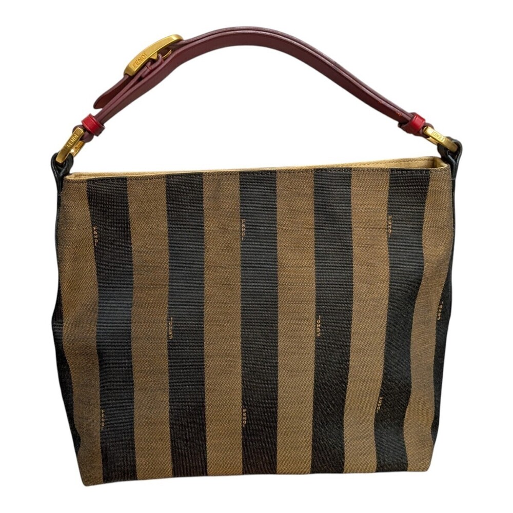 Fendi Hobo Bag Pecan Semi Shoulder Red Strap